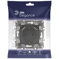 14-4109-05 ЭРА Розетка 2P+E 16A-250В, штор. с 2xUSB 5В-3А, Эра Elegance, антрацит | Elegance Антрацит