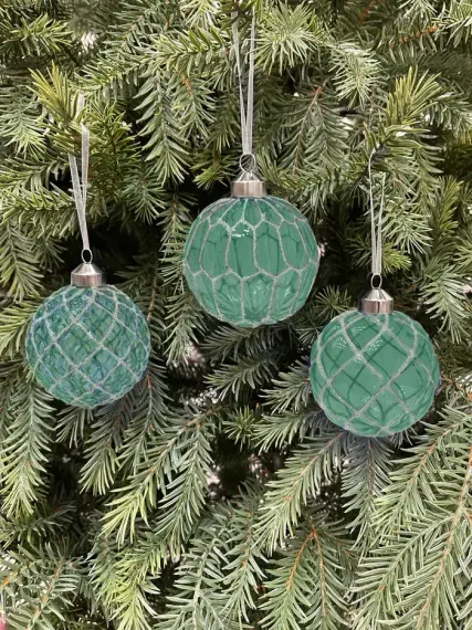 Набор винтажных стеклянных шаров Блестящий изумруд 80 мм., изумрудный, 9 шт., Christmas DeLuxe (13044)