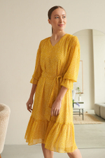 51486 Платье женское (горчично-желтый принт)