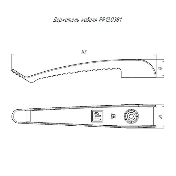 Держатель кабеля односторонний для прямого монтажа черный (20шт/уп) Промрукав