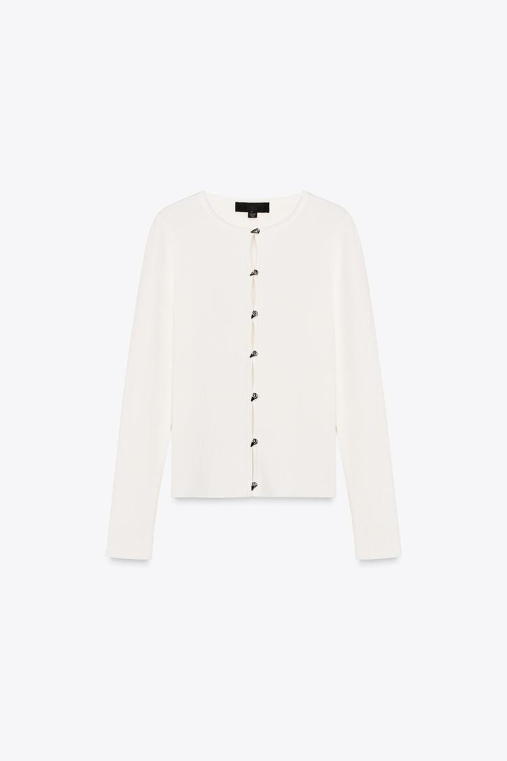 ZARA КАРДИГАН В РУБЧИК, БЕЛЫЙ