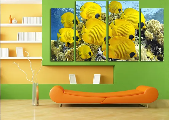 Модульная картина "Желтые рыбки"