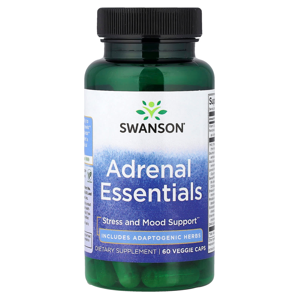 Swanson, Adrenal Essentials, 60 растительных капсул