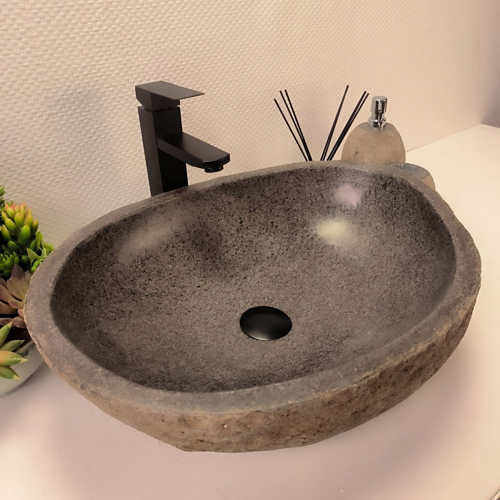 Каменная раковина из речного камня RS-63175 (55*41*16)