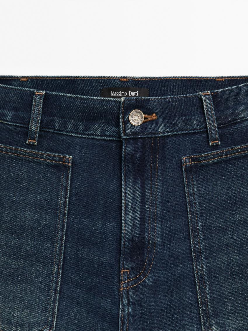 Massimo Dutti Джинсы прямого кроя с высокой посадкой, средний синий