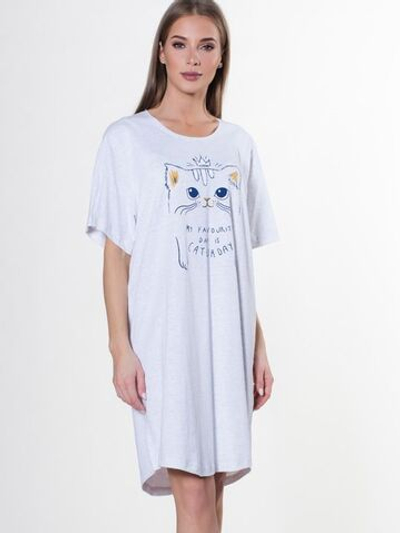 Сорочка оверсайз с киской (Размер: XL) (Цвет: серый)