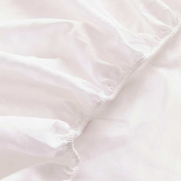 Простыня Страйп Сатин Однотонный Отель белый 100% хлопок на резинке 1x1 RR1CTH03616030