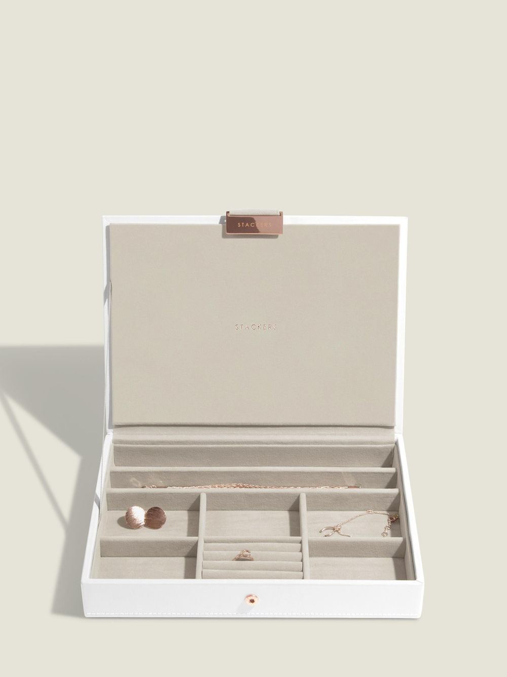 Органайзер для украшений и часов Stackers Classic Jewellery Box, 3 секции -Dove Grey & Rose (Navy Blue / темно-синий / Navy Blue / Органайзер с крышкой)