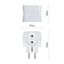 Разветвитель электрический ЭРА SP-4-W на 4 розетки без заземления 16А белый