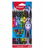 Карандаши пластиковые цветные трёхгранные 12цв. Maped ColorPeps Black Monster