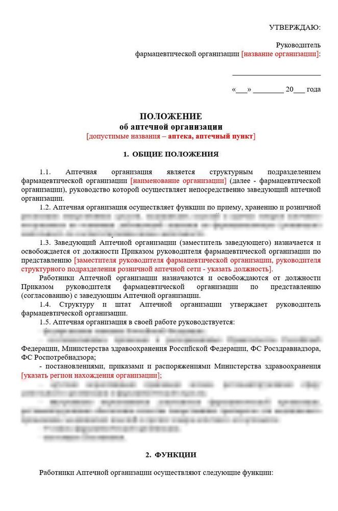 Положение об аптечной организации