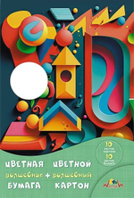 Картон цв А4 (10л 10цв)+бумага цв (10л 10цв)"Цветные поделки" в папке (Апплика)