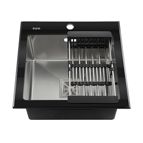 Мойка врезная 50*50 FRANK PROFI ЧЕРНОЕ СТЕКЛО 9501
