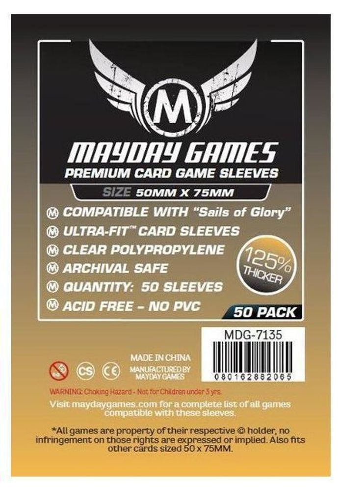 Протекторы для настольных игр Mayday Premium Sails of Glory (50x75) - 50 штук