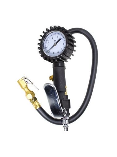 Пистолет для подкачки шин с аналоговым манометром и шлангом Profi+набор аксессуаров(0-7bar,колпачки-4шт,ниппеля-4шт,фум лента) RockForce##Rock FORCE RF-STG-4