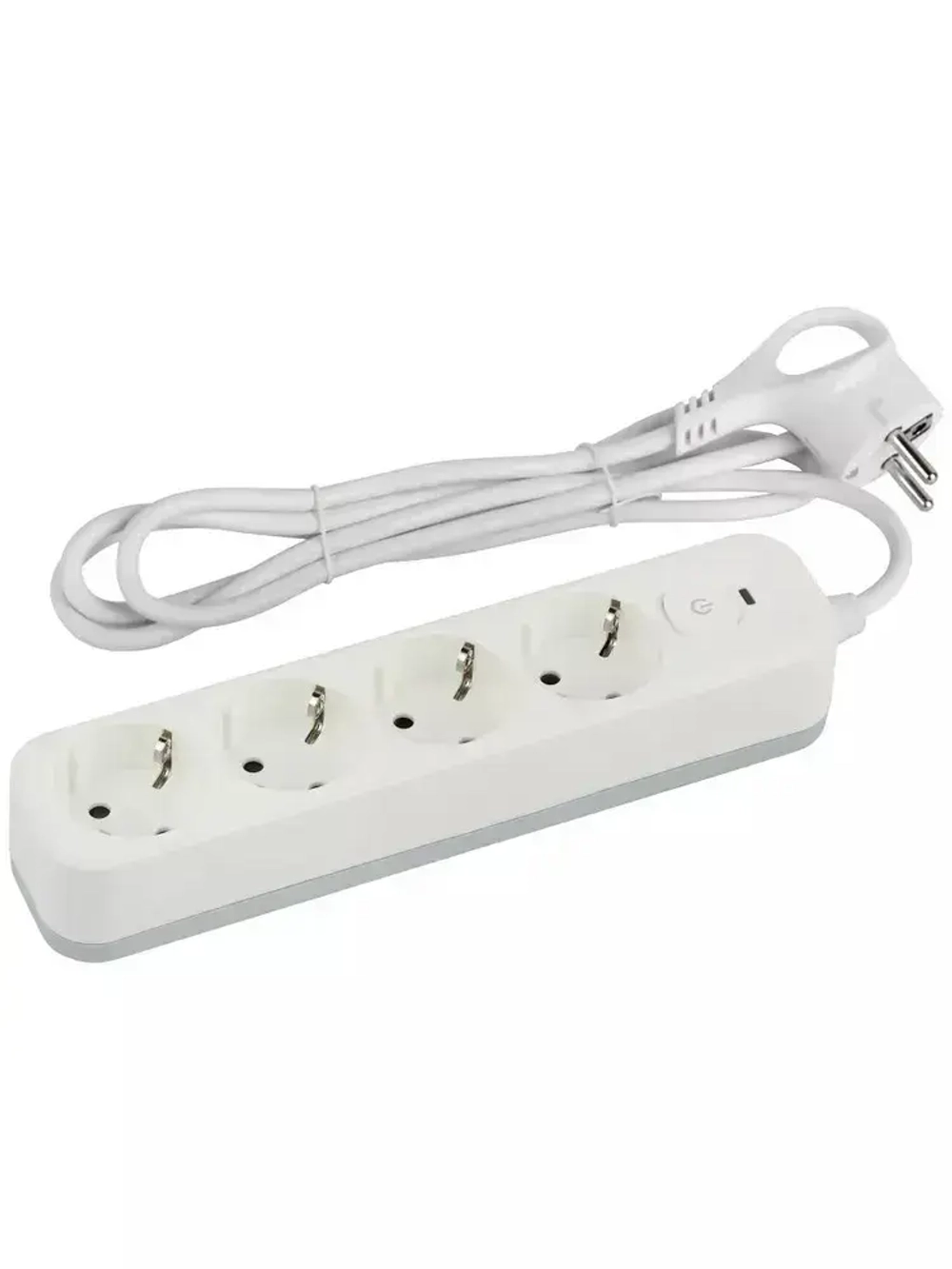 Сетевой фильтр Intro SFE415-W с базовой защитой с заземлением с выключателем 4 розетки 1,5м 10А белый / удлинитель сетевой 1,5м