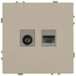 Розетка ЭРА Galaxy 15-3110-04 комбинированная RJ45+TV IP20 шампань | Эра Galaxy
