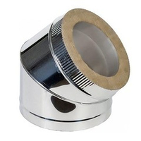 Отвод 45° сэндвич 140-240 толщина металла 0,5-0,5 оцинкованная сталь-оцинкованная сталь