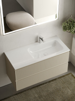 Тумба с раковиной Sancos Snob R 100 см SNR100RCE правая, beige soft