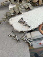 Замочек под ювелирный тросик "Гепард" с цирконами, родий