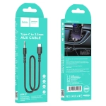 AUX cable Type-C 1.0m Hoco UPA17 black, кабель, черный