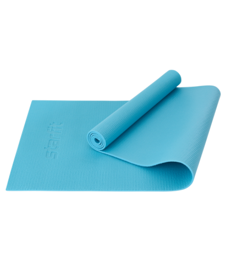 Коврик для йоги и фитнеса FM-101, PVC, 183x61x0,6 см, синий пастель