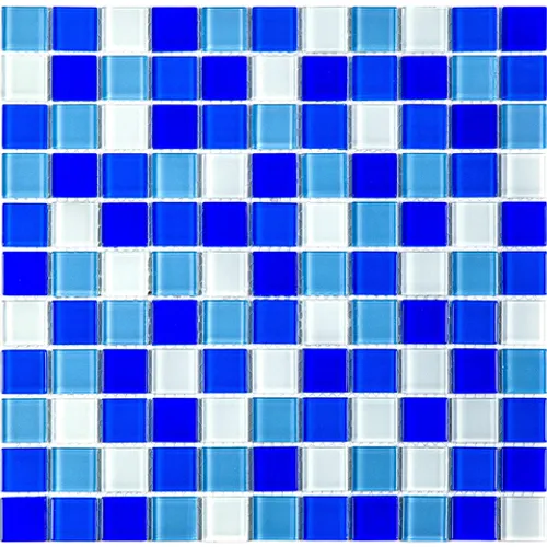 Blue wave-3 мозаика Bonaparte стеклянная синий белый квадрат