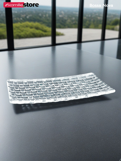 Блюдо прямоугольное 28х14 см стекло плетеная серия, Bossa Nova