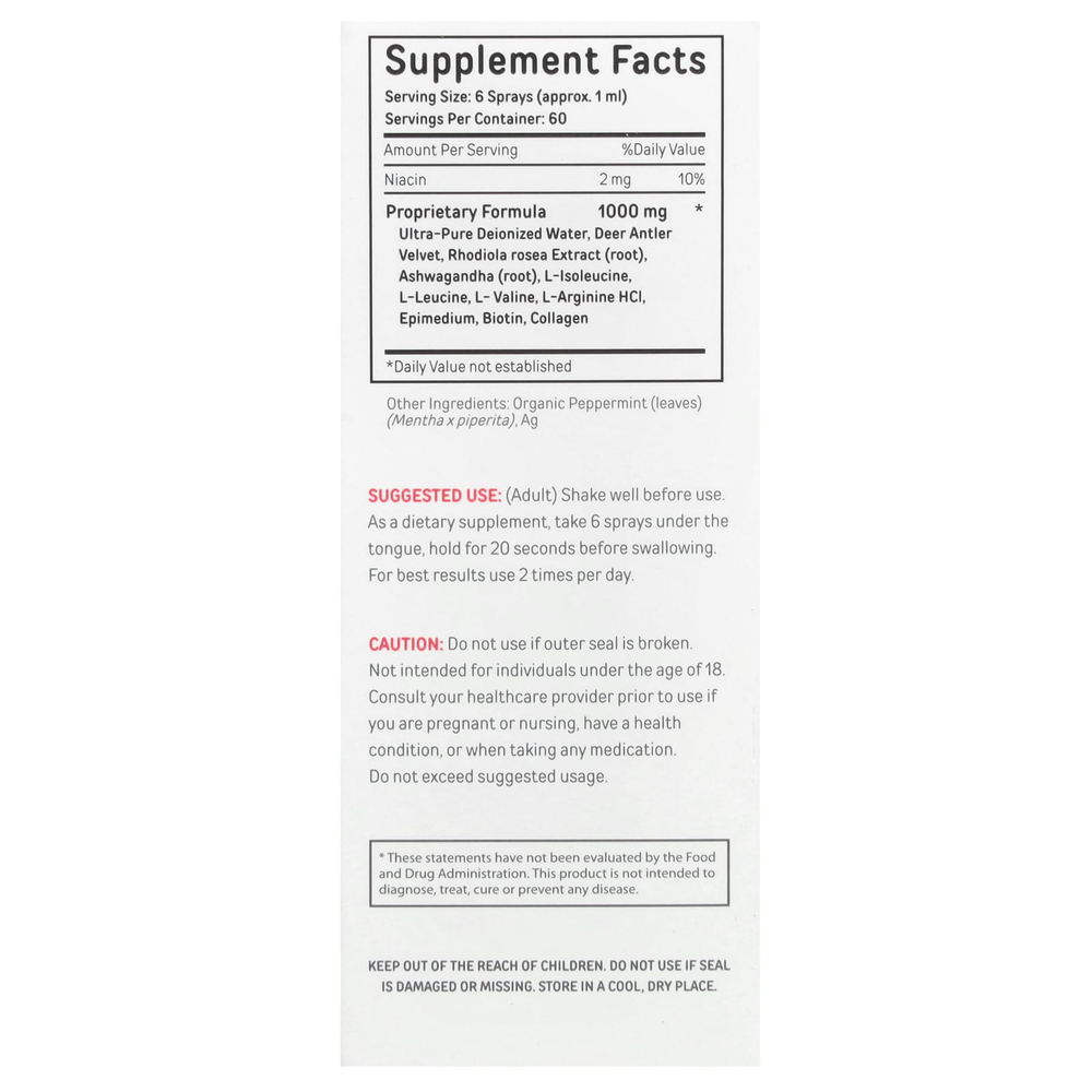 Bucked Up, Спрей с экстрактом бархата оленьих рогов, для женщин, 60 мл (2 жидк. унц.)