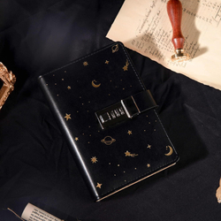 TIEFOSSI Starry Leather Journal — Дневник с замком и сменным блоком Парольный блокнот формата A6 в кожаном переплете