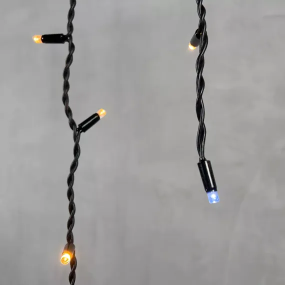 Светодиодная бахрома с колпачком 3,2*0,9 м., 168 экстра теплых белых LED ламп, мерцание, каучуковый черный провод, LTC (LL168BLW-1-2EWW)