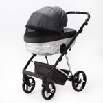 Детская универсальная коляска Adamex Quantum Star Deluxe Q-STAR108 (2в1) Черная экокожа, Хром