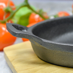 Сковорода 16см чугунная порционная, овальная с 2 ручками, на подставке, тм MY REAL IRON COOK