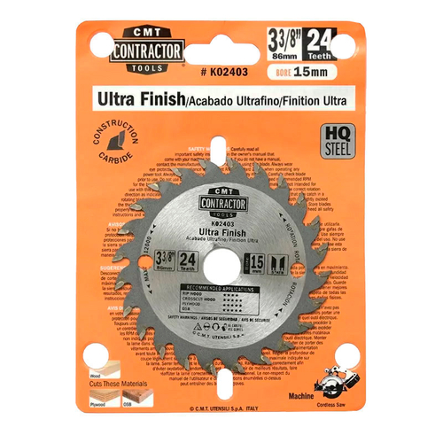 Диск пильный 85x1.1/0.7x15 Z24 α=12° 5°ATB K02403