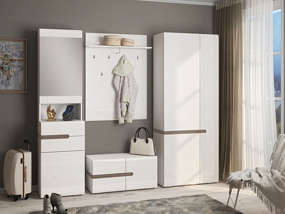 Тумба с зеркалом Ультра белый/белый глянец