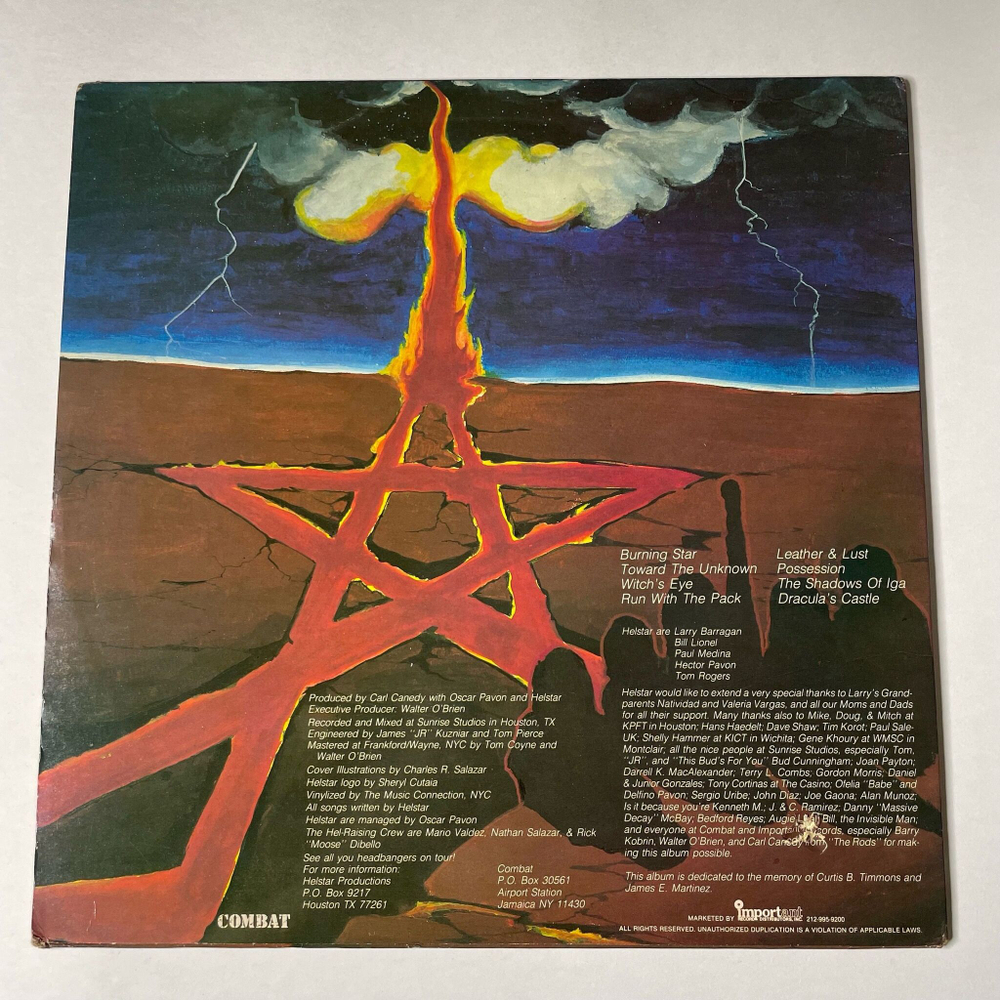 Винтажная виниловая пластинка LP Helstar Burning Star (USA 1984)
