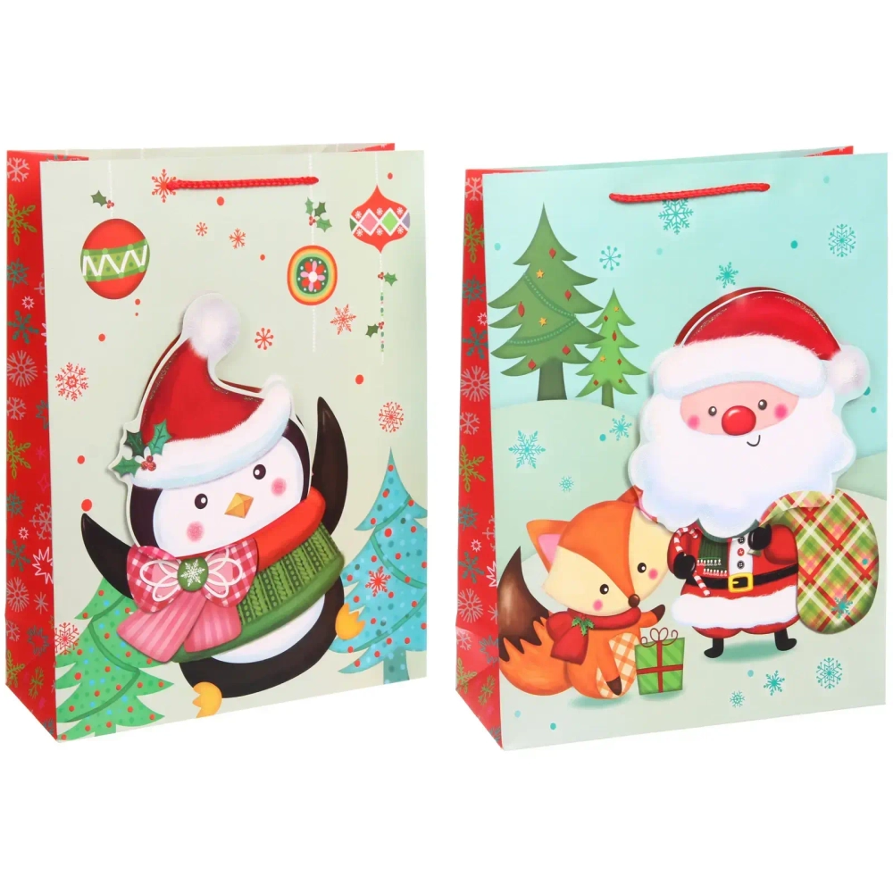 Пакет подарочный «Мультяшные звери» 31*42*10 см, микс