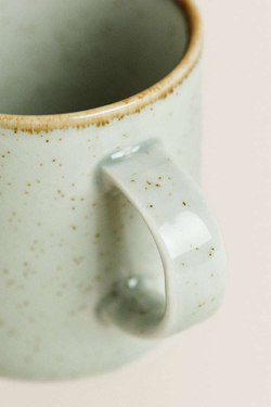ZARA HOME ФАРФОРОВАЯ КРУЖКА С ОБОДКОМ ПОД СТАРИНУ, ЦВЕТ МОРСКОЙ ВОЛНЫ