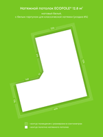 Натяжные потолки 15.4 м2, 21.2 м2, 12.2 м2, 12.8 м2