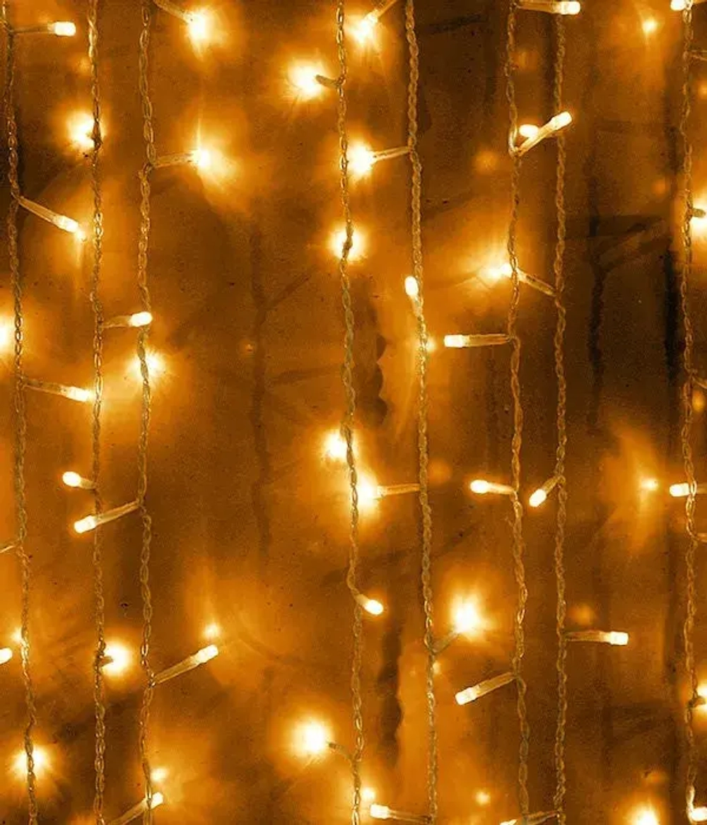 Светодиодный мерцающий занавес 2*2 м, 220V., 400 желтых LED ламп, прозрачный ПВХ, Beauty Led (PCL402BL-10-2Y)