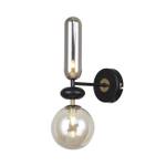 Настенный светильник 2x40Вт G9, металл/стекло, черный/золото, янтарный/дымчатый