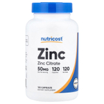 Nutricost, цинк, 50 мг, 120 капсул