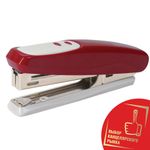 Степлер №10 BRAUBERG "Germanium", до 12 листов, с антистеплером, тёмно-красный, ГАРАНТИЯ 5 ЛЕТ, 226571