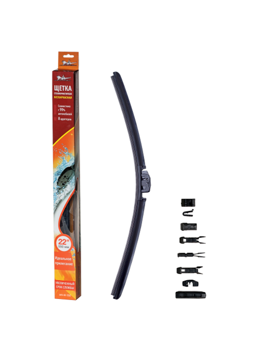 Щетка стеклоочистителя бескаркасная Airline 22"/550мм PRO 10 адаптеров