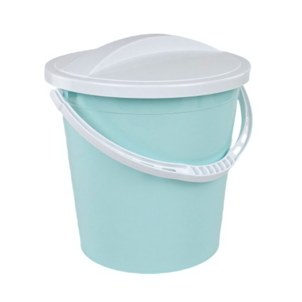 Ведро пластиковое с крышкой 8 л светло-бирюзовое, крышка белая РП-1016