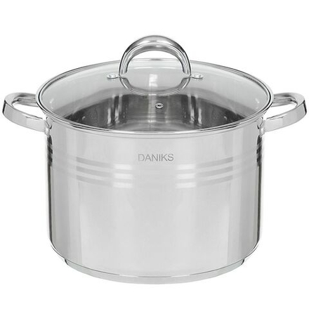 Кастрюля нерж, 16 л, с крыш, Daniks, Общепит, SD-6BP-16, индукц