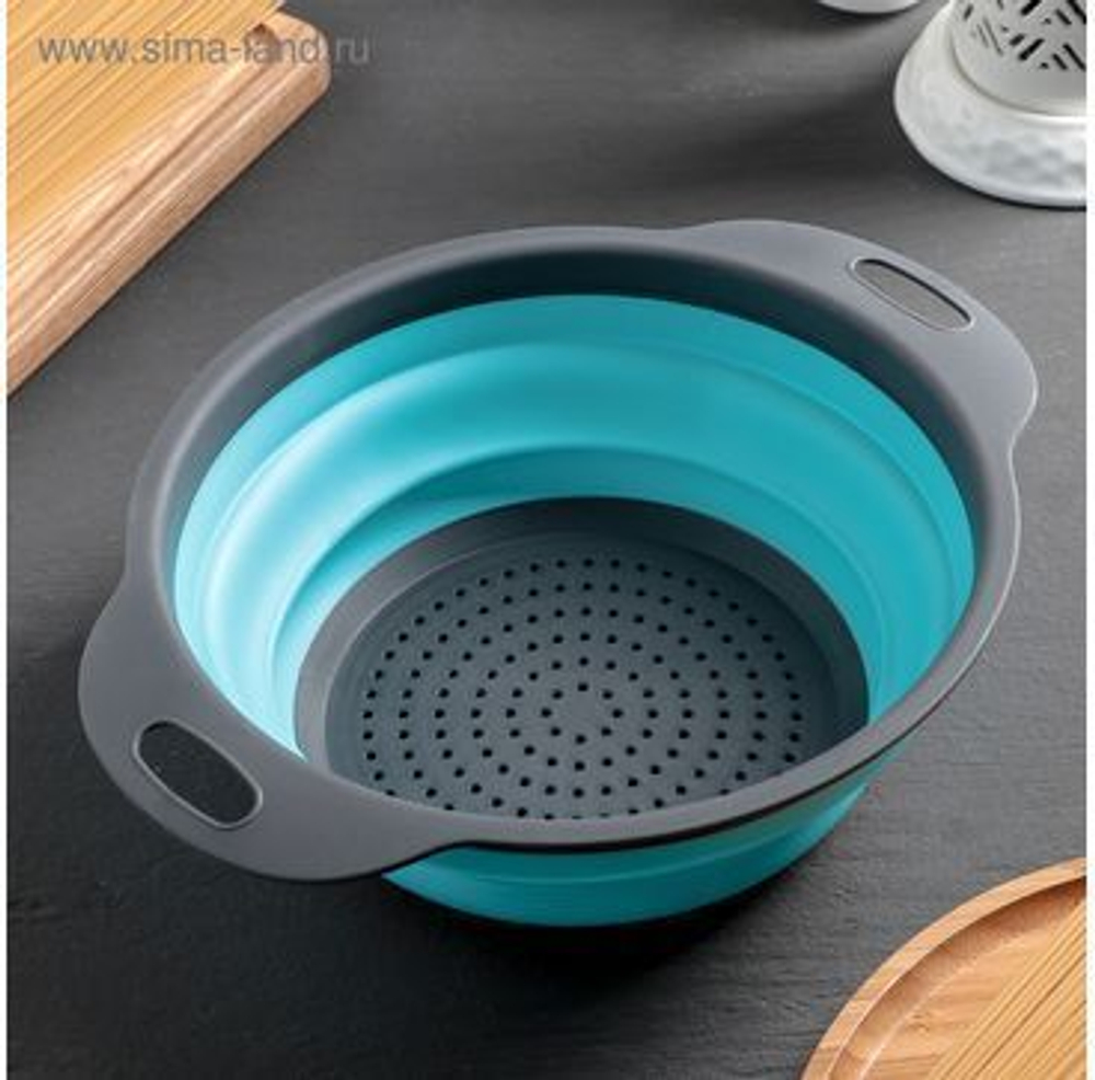 Набор дуршлаг силиконовый, складной, кухонный аксессуар для мытья фруктов и овощей, стильный,  2 шт (диаметр 22/9), красный