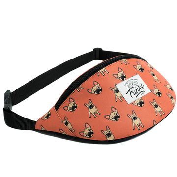 Поясная сумка Travel. Мопсы. Персиковый