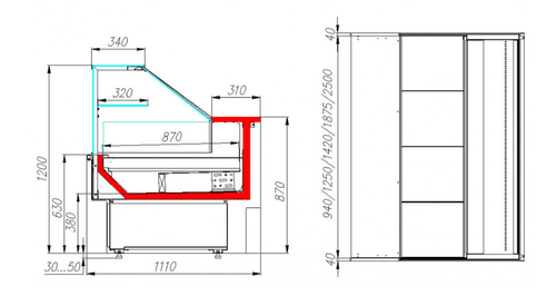 Холодильная витрина CARBOMA ВХС-1,5 BAVARIA 2 (GC110 VM 1,5-1) динамика без боковин