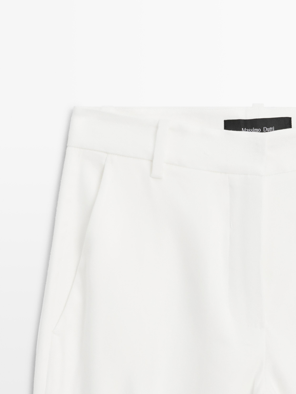 Massimo Dutti Брюки прямого кроя из смесового льна, белый